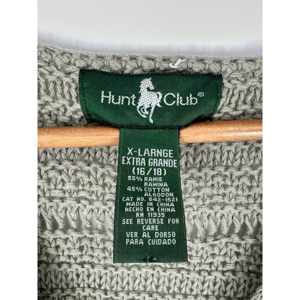 VTG 90s Y2K Sage Green Crochet Boho Cardigan Vest Cottage Grandma XL Hunt Club - Picture 2 of 6
